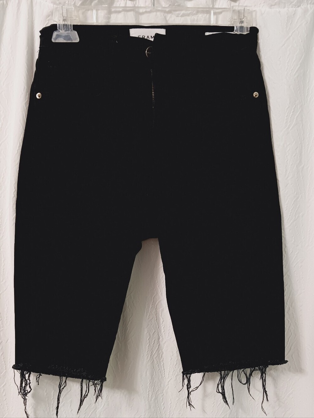 FRAME Black High Rise  Frayed Hem  Bermuda Shorts Size 24